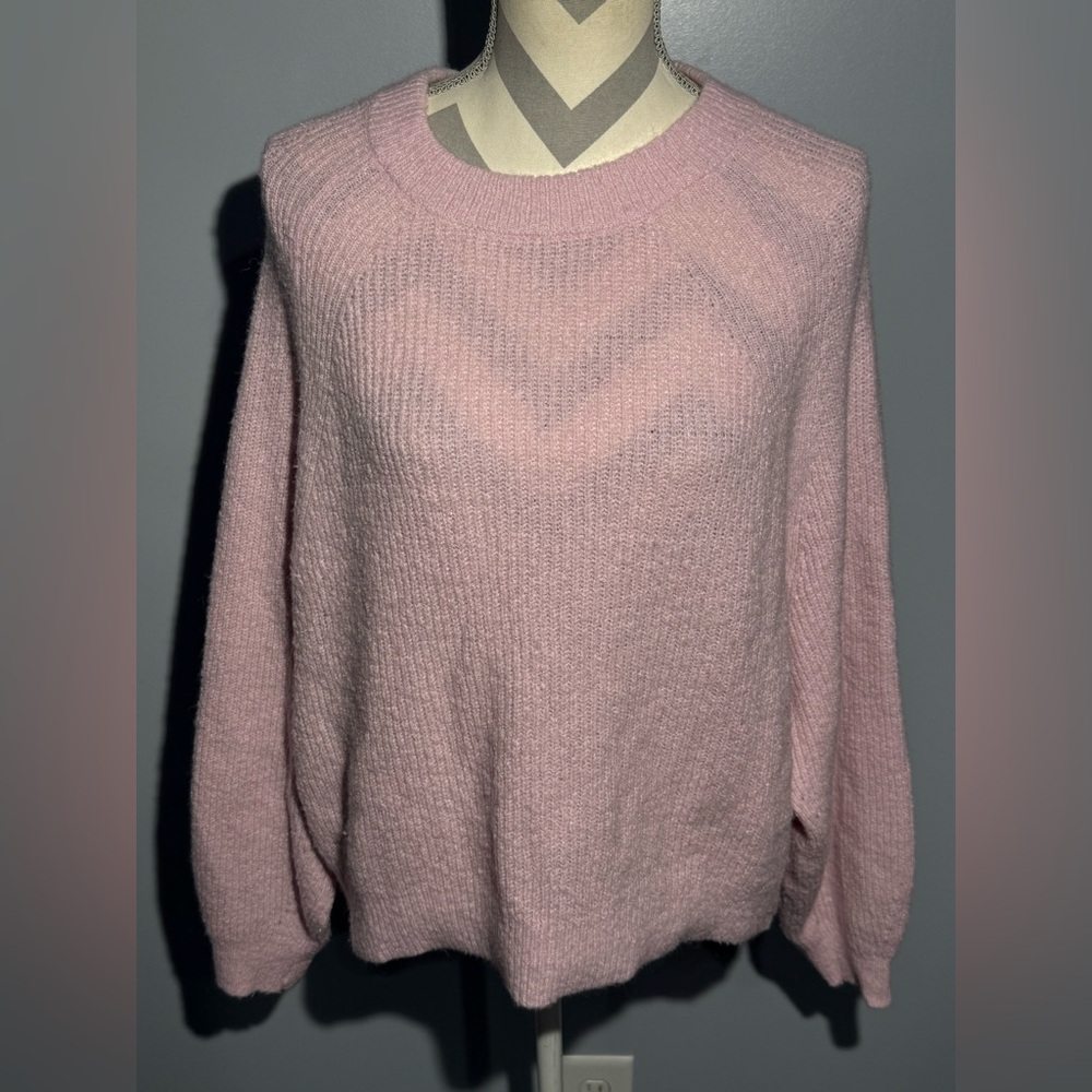 ASOS Pink Crew Neck Sweater Ribbed Knit